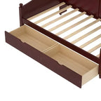 Twin Daybed with Storage Drawers and Headboard Shelves, Wooden Day Bed Frame, Espresso