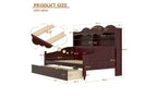 Twin Daybed with Storage Drawers and Headboard Shelves, Wooden Day Bed Frame, Espresso