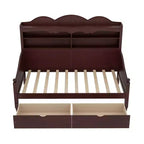 Twin Daybed with Storage Drawers and Headboard Shelves, Wooden Day Bed Frame, Espresso