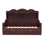 Twin Daybed with Storage Drawers and Headboard Shelves, Wooden Day Bed Frame, Espresso
