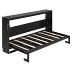 FAMYYT Queen Size Murphy Bed With Side-Folding, LED Under-Bed Lighting, Built-In USB Outlet, Easy Assembly, Black