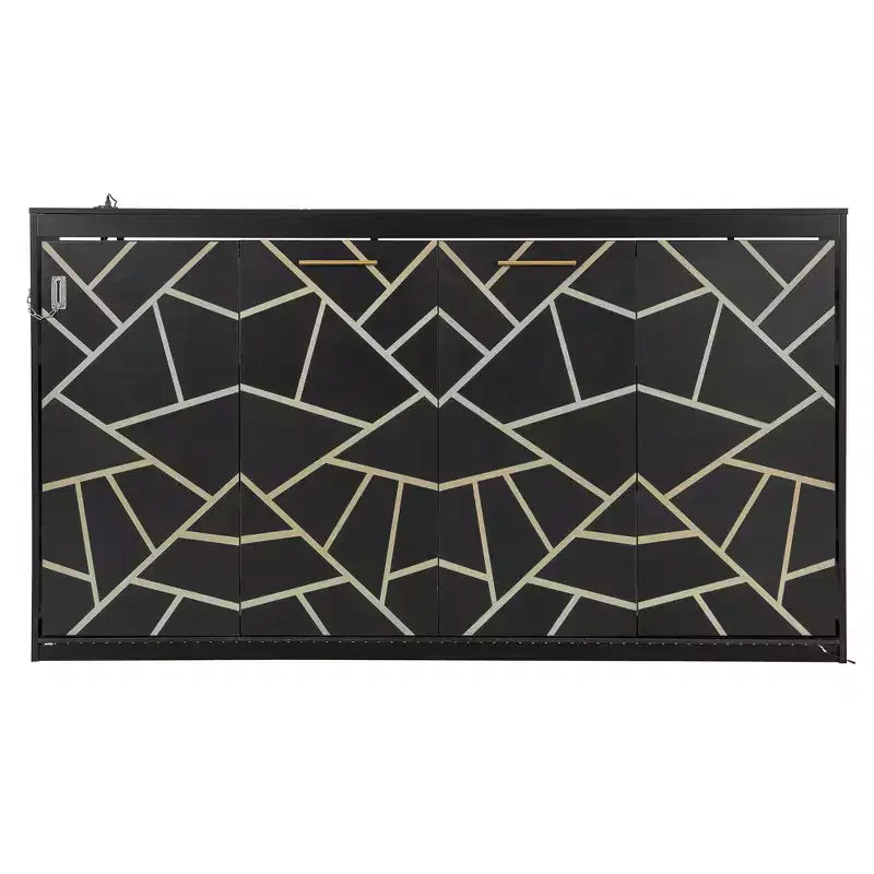 FAMYYT Queen Size Murphy Bed With Side-Folding, LED Under-Bed Lighting, Built-In USB Outlet, Easy Assembly, Black