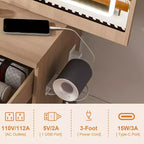 GDFStudio Wafa Modern Wooden Vanity Desk with Adjustable LED Light, Mirror and 1 Dressing Chair