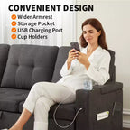 Convertible L-Shaped Sofa Bed with 84 Inch Pull-Out Sleeper, Hidden Storage Armrests,Cup Holders&USB Charging Ports,Sectional Couch for Living Room