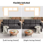 Convertible L-Shaped Sofa Bed with 84 Inch Pull-Out Sleeper, Hidden Storage Armrests,Cup Holders&USB Charging Ports,Sectional Couch for Living Room