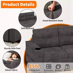 Convertible L-Shaped Sofa Bed with 84 Inch Pull-Out Sleeper, Hidden Storage Armrests,Cup Holders&USB Charging Ports,Sectional Couch for Living Room