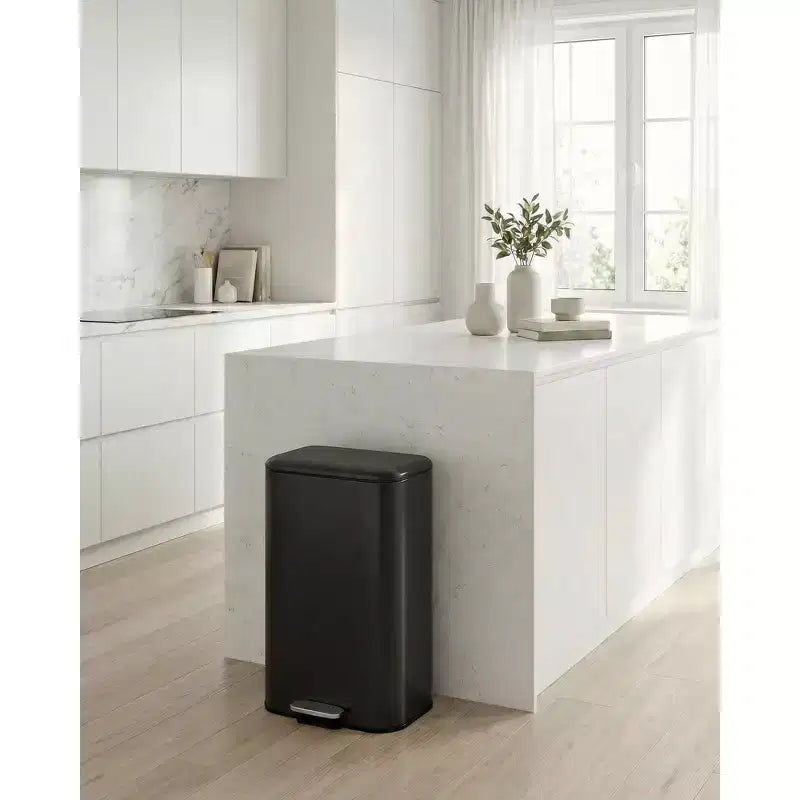 Poubelle à pédale en acier inoxydable, couvercle à fermeture douce, seau intérieur amovible, anti-traces de doigts, poubelle rectangulaire pour cuisine, salle de bain, bureau