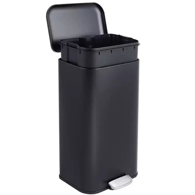 Poubelle à pédale en acier inoxydable, couvercle à fermeture douce, seau intérieur amovible, anti-traces de doigts, poubelle rectangulaire pour cuisine, salle de bain, bureau