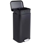 Stainless Steel Step Trash Can, Soft-Close Lid, Removable Inner Bucket, Fingerprint-Proof, Rectangular Waste Bin for Kitchen, Bathroom, Office