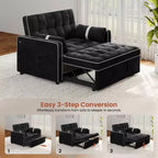 Yaheetech 3-in-1 Convertible Pull-Out Sofa Bed with USB Ports for Living Room, Bedroom
