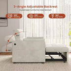 Yaheetech 3-in-1 Convertible Pull-Out Sofa Bed with USB Ports for Living Room, Bedroom