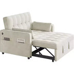 Yaheetech 3-in-1 Convertible Pull-Out Sofa Bed with USB Ports for Living Room, Bedroom