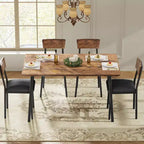 Dining Table Set with 4 Upholstered Chairs, Beveled Edge Design, Wood Kitchen Table Chairs Set of 4 for Dining, Kitchen Room, Apartmen
