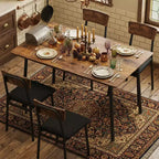Dining Table Set with 4 Upholstered Chairs, Beveled Edge Design, Wood Kitchen Table Chairs Set of 4 for Dining, Kitchen Room, Apartmen