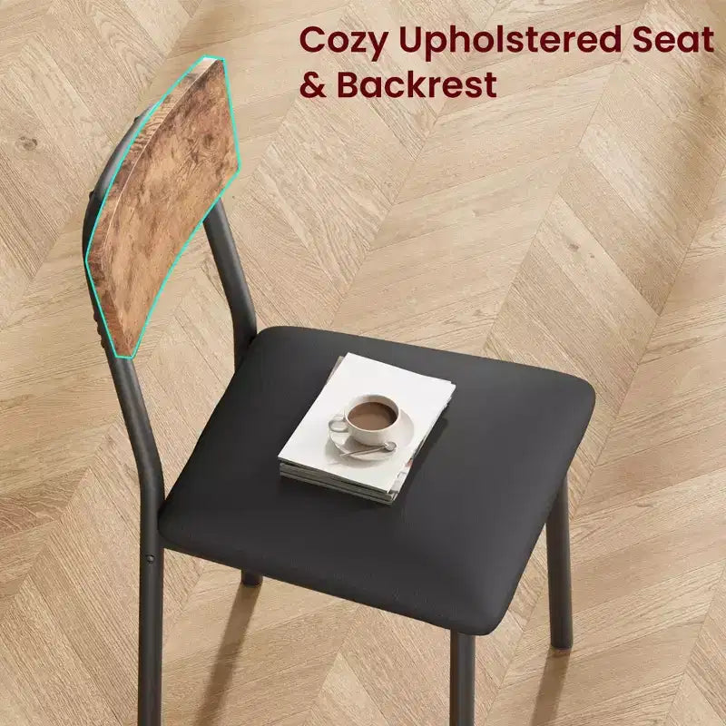Dining Table Set with 4 Upholstered Chairs, Beveled Edge Design, Wood Kitchen Table Chairs Set of 4 for Dining, Kitchen Room, Apartmen