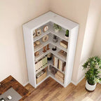 Bibliothèque d'angle en L de 182,4 cm, étagère à 5 niveaux robuste avec grand espace de rangement pour le salon et la chambre à coucher