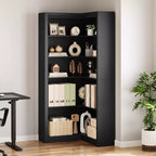71.8 Inch L-Shaped Corner Bookcase, 5 Tier Heavy Duty Bookshelf with Large Storage Space for Living Room Bedroom