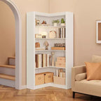 Bibliothèque d'angle en L de 182,4 cm, étagère à 5 niveaux robuste avec grand espace de rangement pour le salon et la chambre à coucher