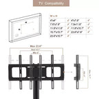 JVNOXK Multi-Function Mobile TV Cart with 2-Tier Tempered Glass Shelves, Height & Angle Adjustable TV Stand with Lockable Wheels