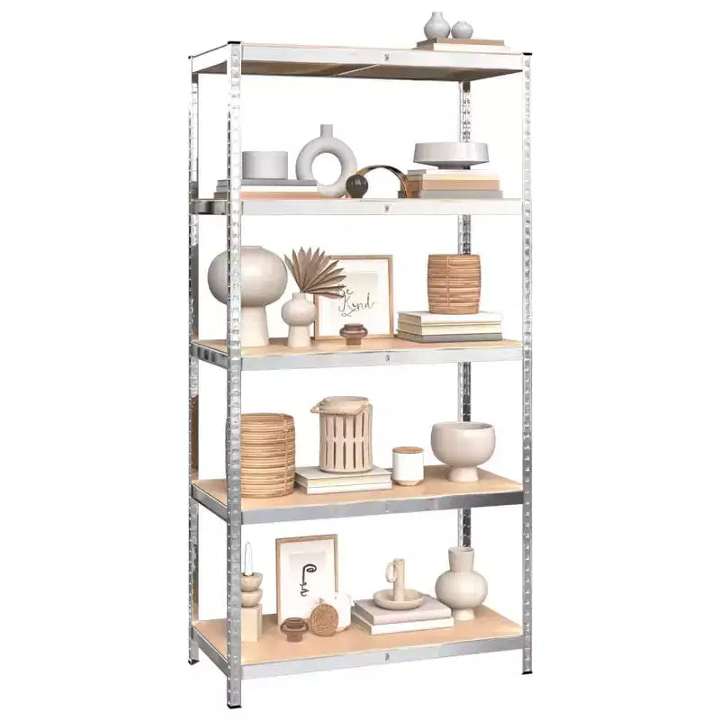 vidaXL Étagères de rangement robustes à 5 niveaux 2 pcs Acier argenté et bois d'ingénierie