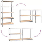 vidaXL Étagères de rangement robustes à 5 niveaux 2 pcs Acier argenté et bois d'ingénierie