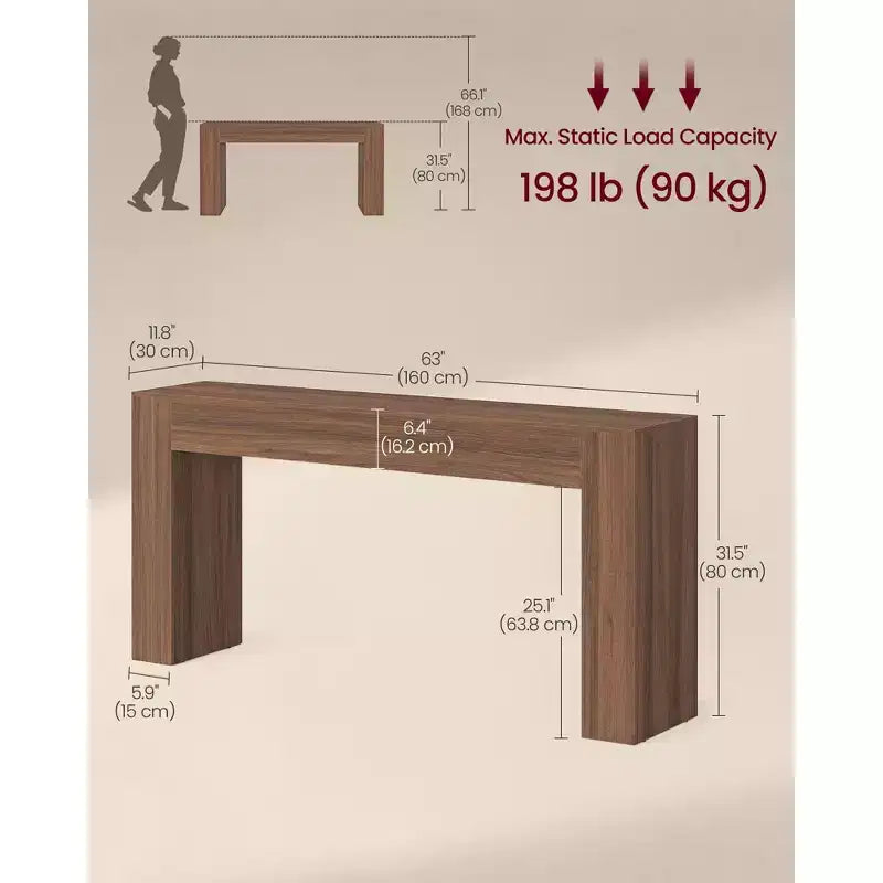 VASAGLE Table d'entrée, Console longue, Plateau épais, Style fermier, pour Couloir, Derrière le canapé, Salon, Hall d'entrée, Montage facile