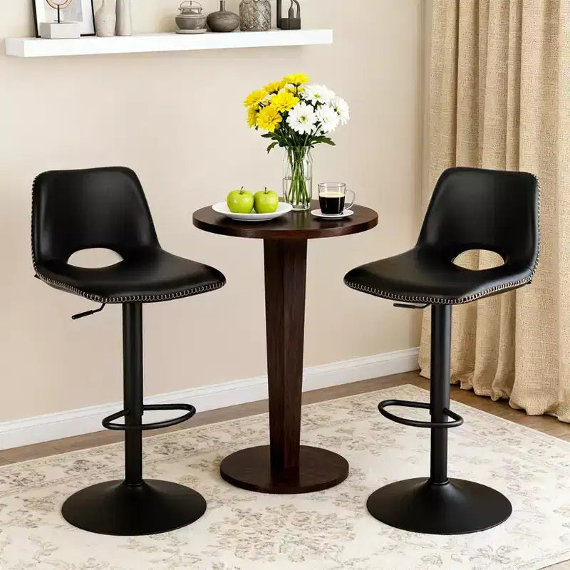 Set of 2 Adjustable Height Bar Stools,Modern Leatherette Upholstered Counter Stools with Ergonomic Backrest,330LBS Capacity for Kitchen Island Home
