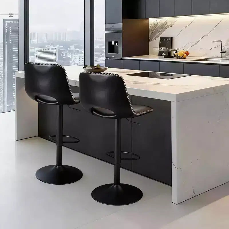 Set of 2 Adjustable Height Bar Stools,Modern Leatherette Upholstered Counter Stools with Ergonomic Backrest,330LBS Capacity for Kitchen Island Home