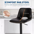 Set of 2 Adjustable Height Bar Stools,Modern Leatherette Upholstered Counter Stools with Ergonomic Backrest,330LBS Capacity for Kitchen Island Home