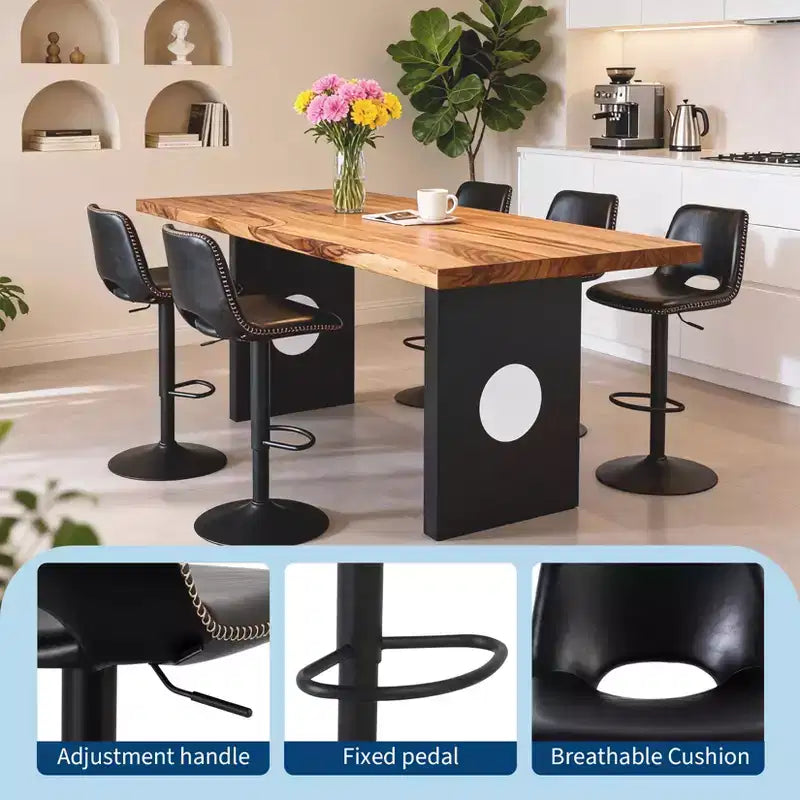 Set of 2 Adjustable Height Bar Stools,Modern Leatherette Upholstered Counter Stools with Ergonomic Backrest,330LBS Capacity for Kitchen Island Home