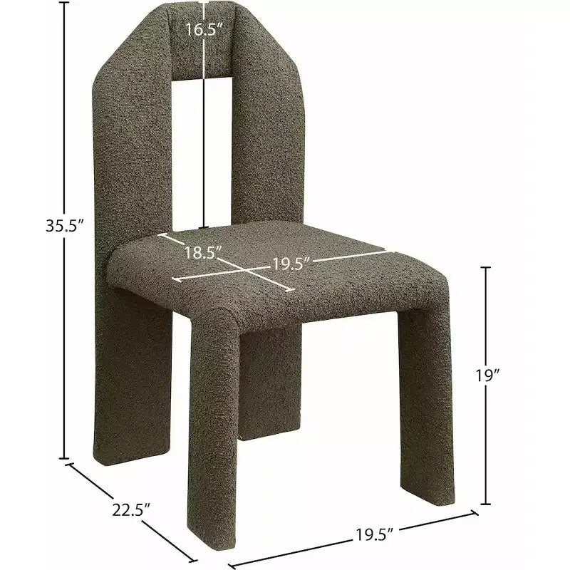Meridian Furniture Bennett Olive Boucle Fabric Dining Chair, Set of 2