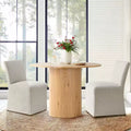Set of 2 Linen Slipcover Dining Chairs, Farmhouse Beige Textured Skirted Parson Chairs for Dining Room - Panipeachy