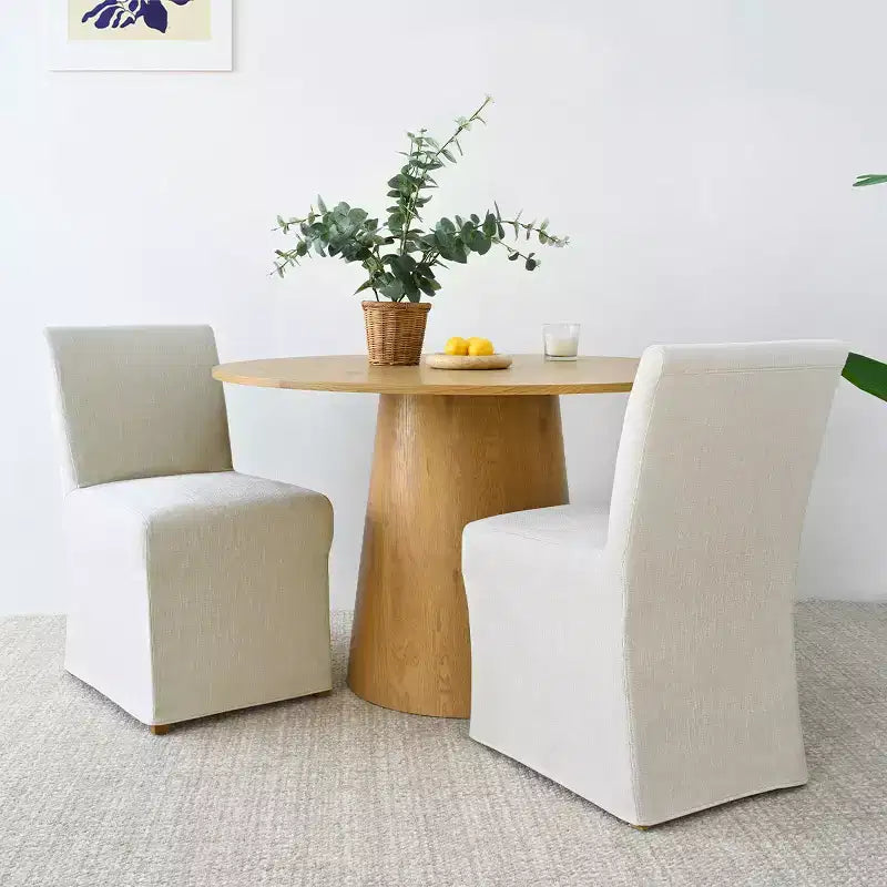 Lot de 2 chaises de salle à manger déhoussables en lin, chaises de salle à manger capitonnées beiges texturées style Ferme - Panipeachy
