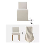 Lot de 2 chaises de salle à manger déhoussables en lin, chaises de salle à manger capitonnées beiges texturées style Ferme - Panipeachy