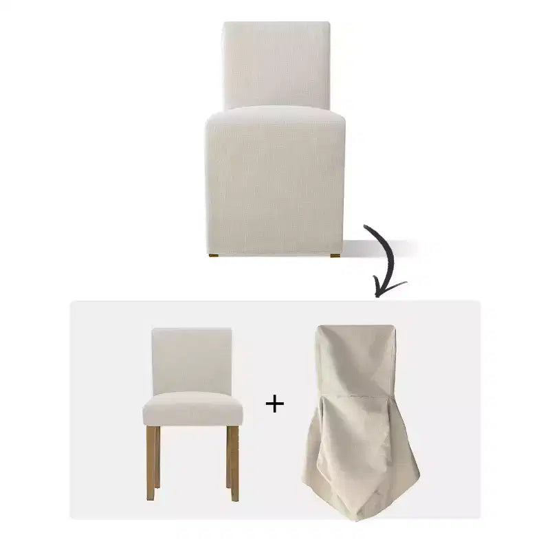 Lot de 2 chaises de salle à manger déhoussables en lin, chaises de salle à manger capitonnées beiges texturées style Ferme - Panipeachy