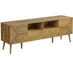 JVNOXK Meuble TV moderne de 72 pouces de style Mid-Century, console de divertissement multimédia en noyer avec tiroir de rangement
