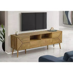 JVNOXK Meuble TV moderne de 72 pouces de style Mid-Century, console de divertissement multimédia en noyer avec tiroir de rangement