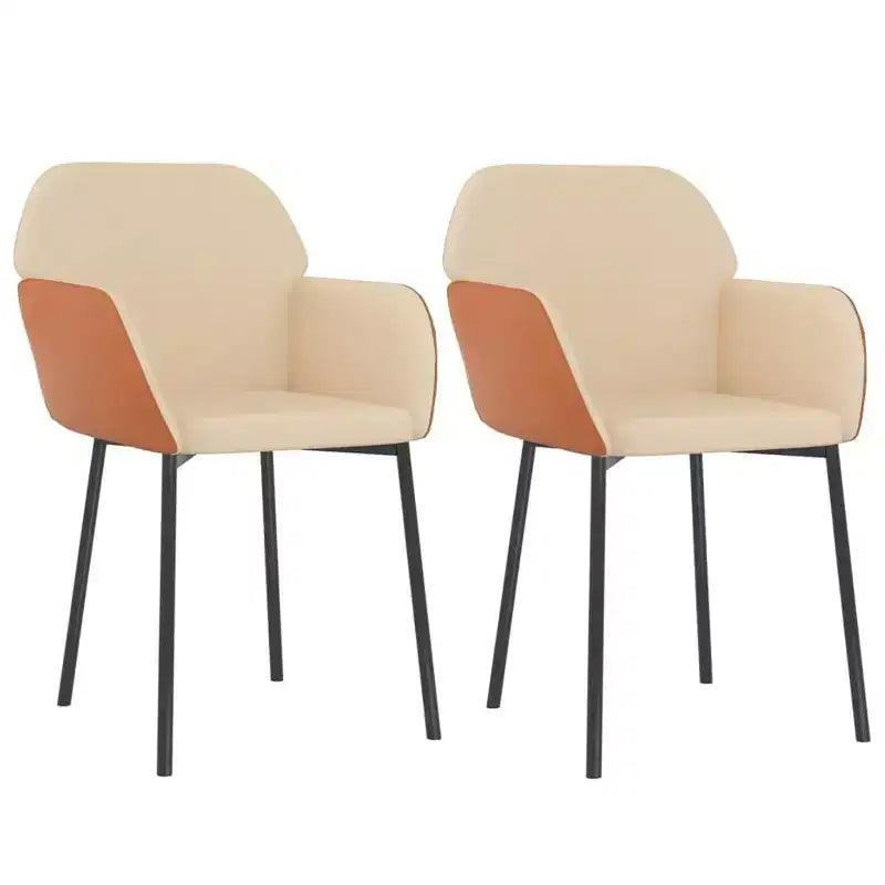 vidaXL Dining Chair Set of 2 Cream and Brown