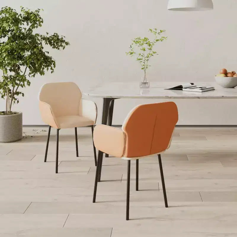 vidaXL Lot de 2 chaises de salle à manger crème et marron