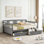 Luxystar Lit banquette moderne en bois double avec 2 tiroirs pour salon et chambre d'amis,