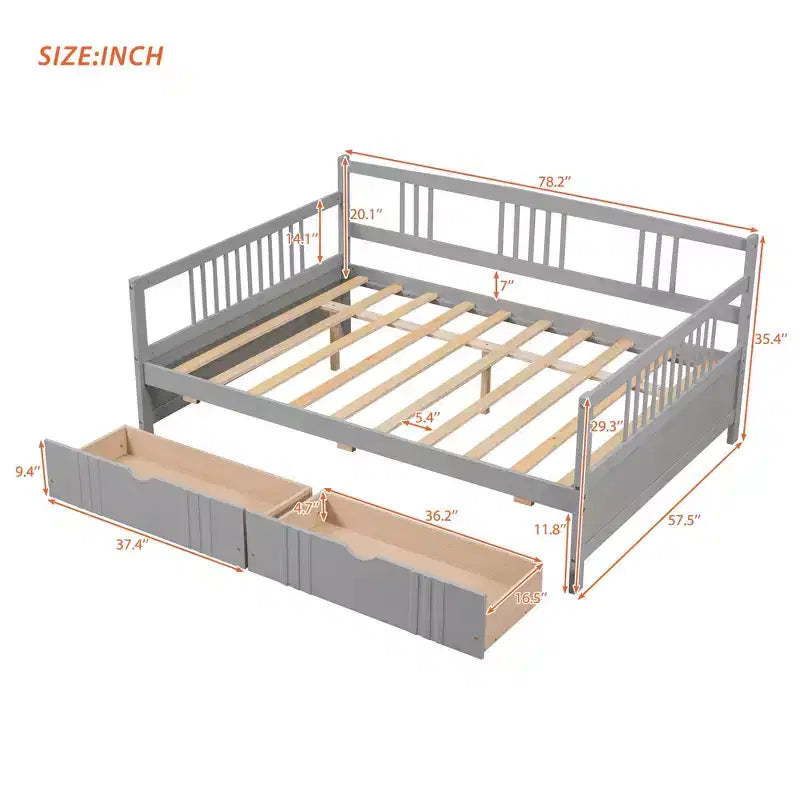 Luxystar Lit banquette moderne en bois double avec 2 tiroirs pour salon et chambre d'amis,