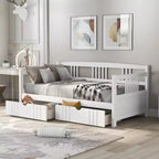 Luxystar Lit banquette moderne en bois double avec 2 tiroirs pour salon et chambre d'amis,