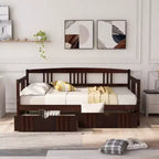 Luxystar Modern Full Size Wood Daybed Bed with 2 Drawers for Living Room and Guest Room,