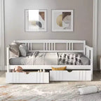Luxystar Lit banquette moderne en bois double avec 2 tiroirs pour salon et chambre d'amis,