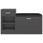 vidaXL Shoe Bench Grey Engineered wood, MDF, faux leather, foam Medium