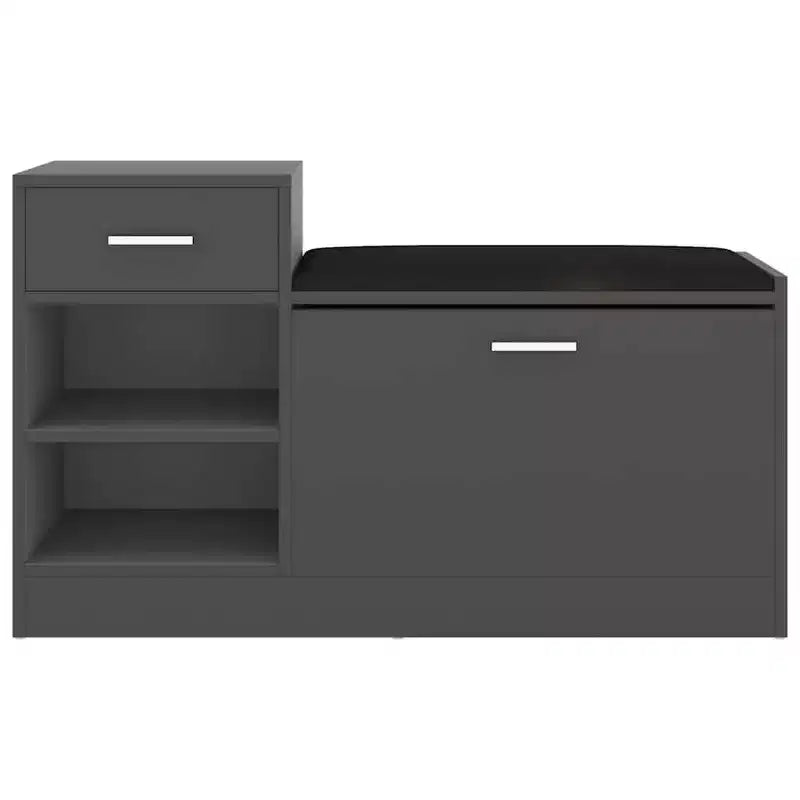 vidaXL Shoe Bench Grey Engineered wood, MDF, faux leather, foam Medium