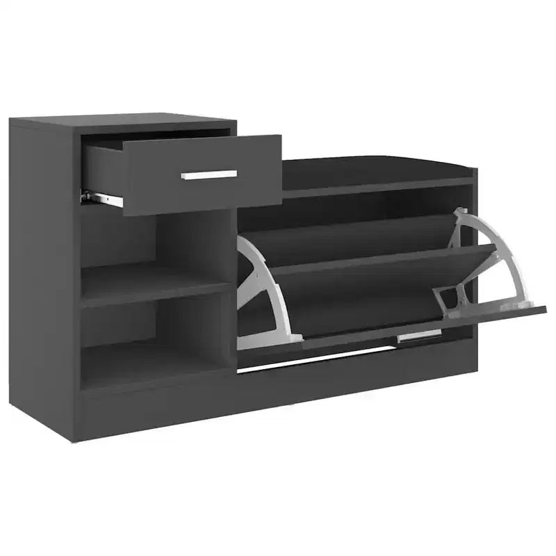 vidaXL Shoe Bench Grey Engineered wood, MDF, faux leather, foam Medium
