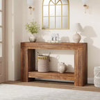 Console de table d'entrée de ferme à 2 niveaux, longue table d'appoint pour canapé, table derrière le canapé avec rangement ouvert pour l'entrée, le salon et le couloir.