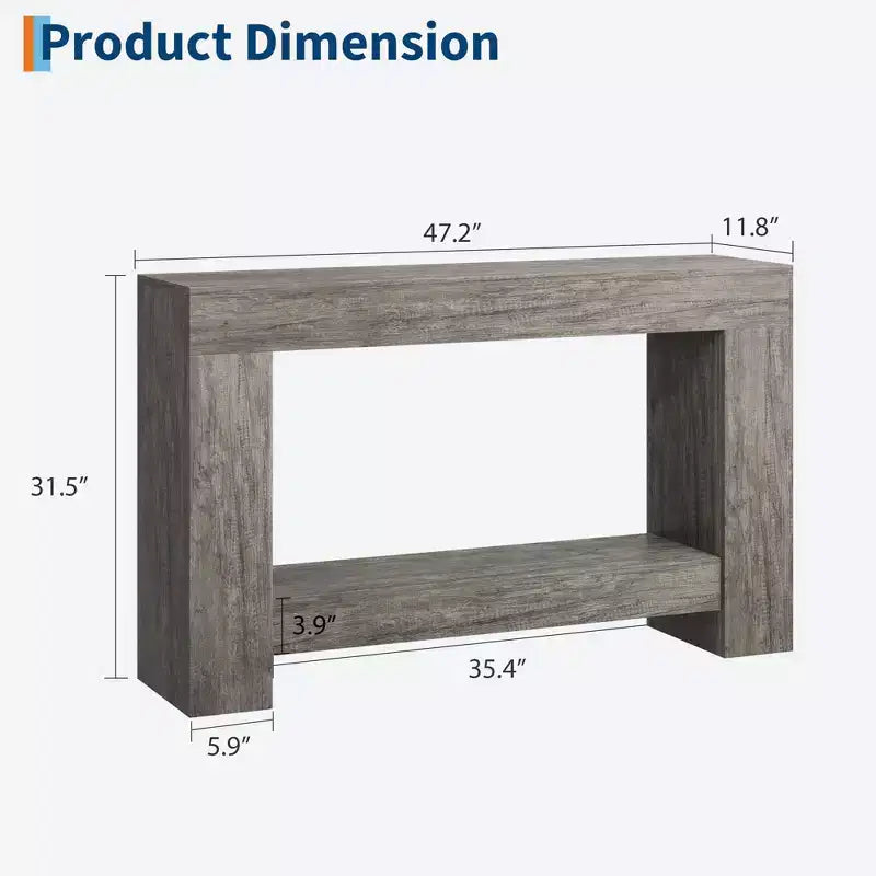 Console de table d'entrée de ferme à 2 niveaux, longue table d'appoint pour canapé, table derrière le canapé avec rangement ouvert pour l'entrée, le salon et le couloir.