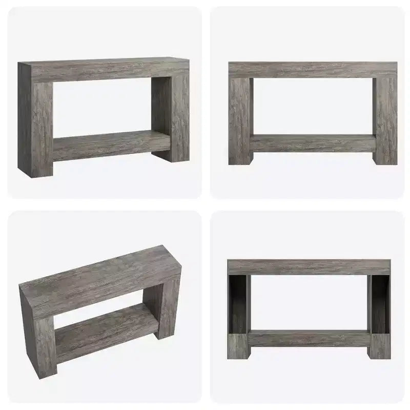 Console de table d'entrée de ferme à 2 niveaux, longue table d'appoint pour canapé, table derrière le canapé avec rangement ouvert pour l'entrée, le salon et le couloir.